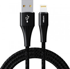 Vipfan A01 USB to Lightning cable, 3A, 1.2m, braided (black). hinta ja tiedot | Kaapelit ja adapterit | hobbyhall.fi