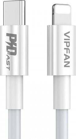 Vipfan P01 USB-C for Lightning Cable, 3A, PD, 1m (white) hinta ja tiedot | Kaapelit ja adapterit | hobbyhall.fi