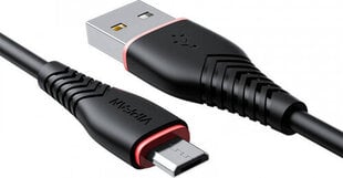 Vipfan USB to Micro USB cable Anti-Break X01, 3A, 1m (black) hinta ja tiedot | Kaapelit ja adapterit | hobbyhall.fi