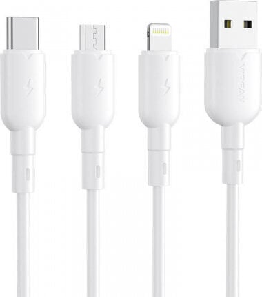 Vipfan USB to Micro USB cable Colorful X11, 3A, 1m (white) hinta ja tiedot | Kaapelit ja adapterit | hobbyhall.fi