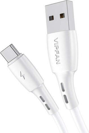 Vipfan USB to USB-C cable Racing X05, 3A, 2m (white) hinta ja tiedot | Kaapelit ja adapterit | hobbyhall.fi