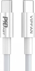 Vipfan USB-C to USB-C cable P02, 1m (white) hinta ja tiedot | Kaapelit ja adapterit | hobbyhall.fi