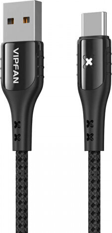 Vipfan USB to USB-C cable Colorful X13, 3A, 1.2m (black) hinta ja tiedot | Kaapelit ja adapterit | hobbyhall.fi