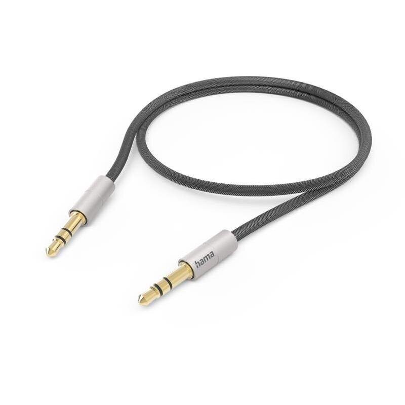 Audiokaapeli Hama 3.5mm-3.5mm 0.5m AluLine, musta hinta ja tiedot | Kaapelit ja adapterit | hobbyhall.fi