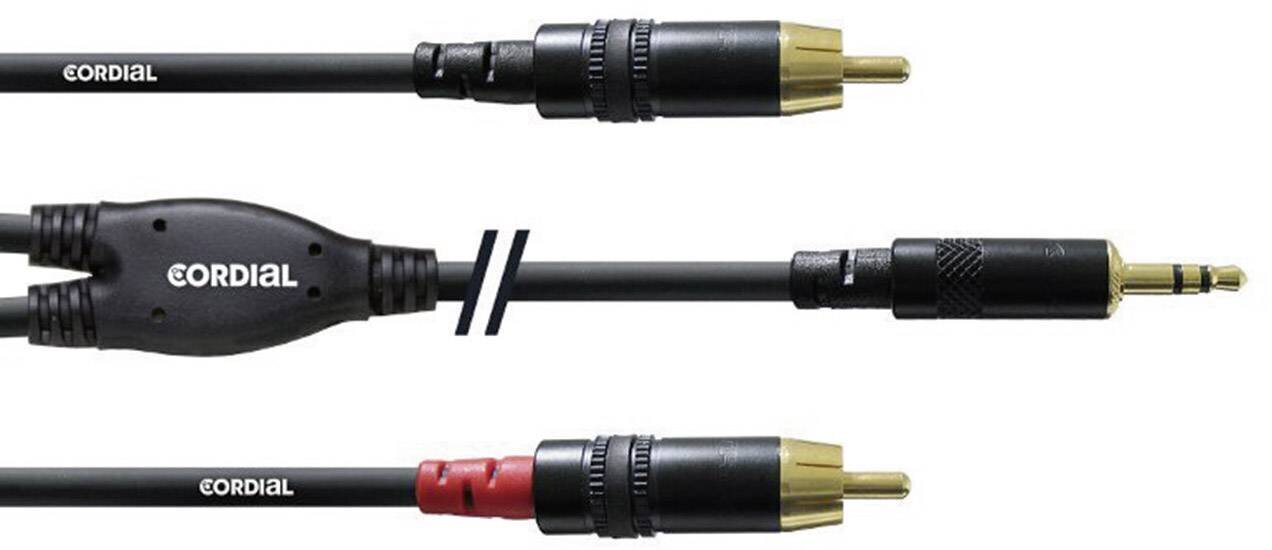 Cordial 3,5 mm, 2 x RCA, 1,5 m hinta ja tiedot | Kaapelit ja adapterit | hobbyhall.fi