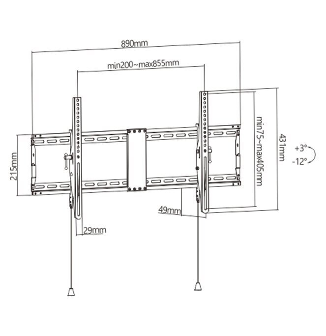 Gembird WM-90T-01, 43-90" hinta ja tiedot | TV-seinätelineet | hobbyhall.fi