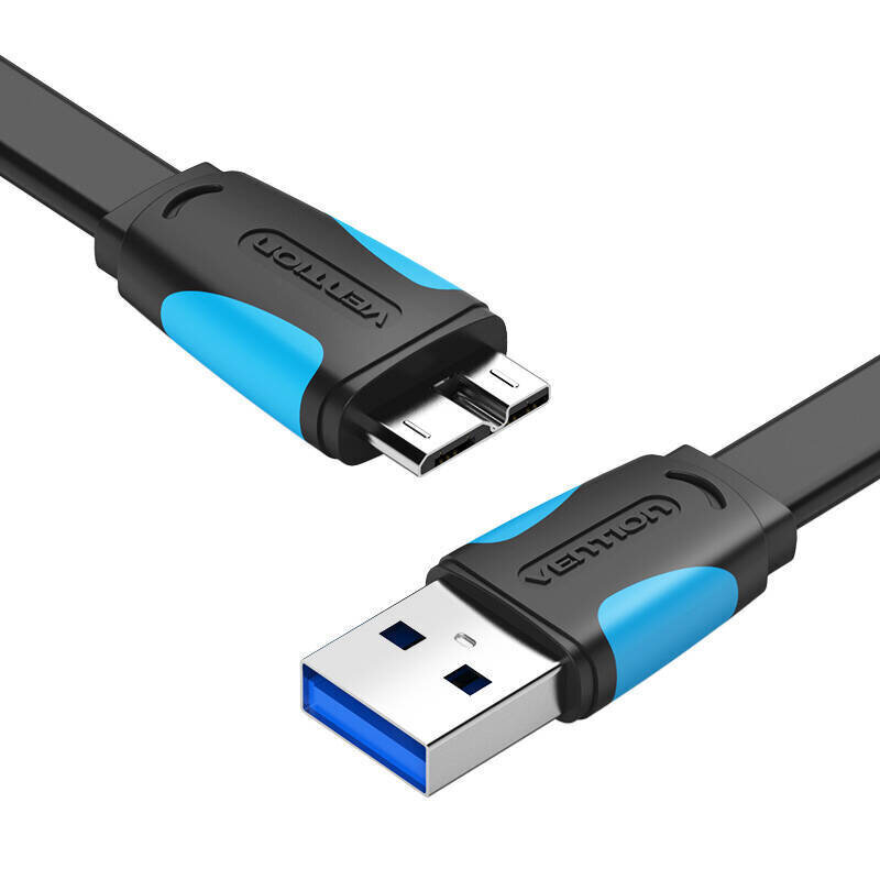 Vention VAS-A12-B025, Flat USB 3.0 A to Micro-B, 0.25m hinta ja tiedot | Kaapelit ja adapterit | hobbyhall.fi