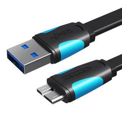 Vention VAS-A12-B025, Flat USB 3.0 A to Micro-B, 0.25m hinta ja tiedot | Kaapelit ja adapterit | hobbyhall.fi