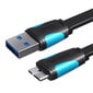 Vention VAS-A12-B050, Flat USB 3.0 A to Micro-B, 0.5m hinta ja tiedot | Kaapelit ja adapterit | hobbyhall.fi