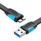 Vention VAS-A12-B050, Flat USB 3.0 A to Micro-B, 0.5m hinta ja tiedot | Kaapelit ja adapterit | hobbyhall.fi