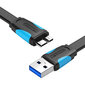 Vention VAS-A12-B100, Flat USB 3.0 A to Micro-B, 1m hinta ja tiedot | Kaapelit ja adapterit | hobbyhall.fi