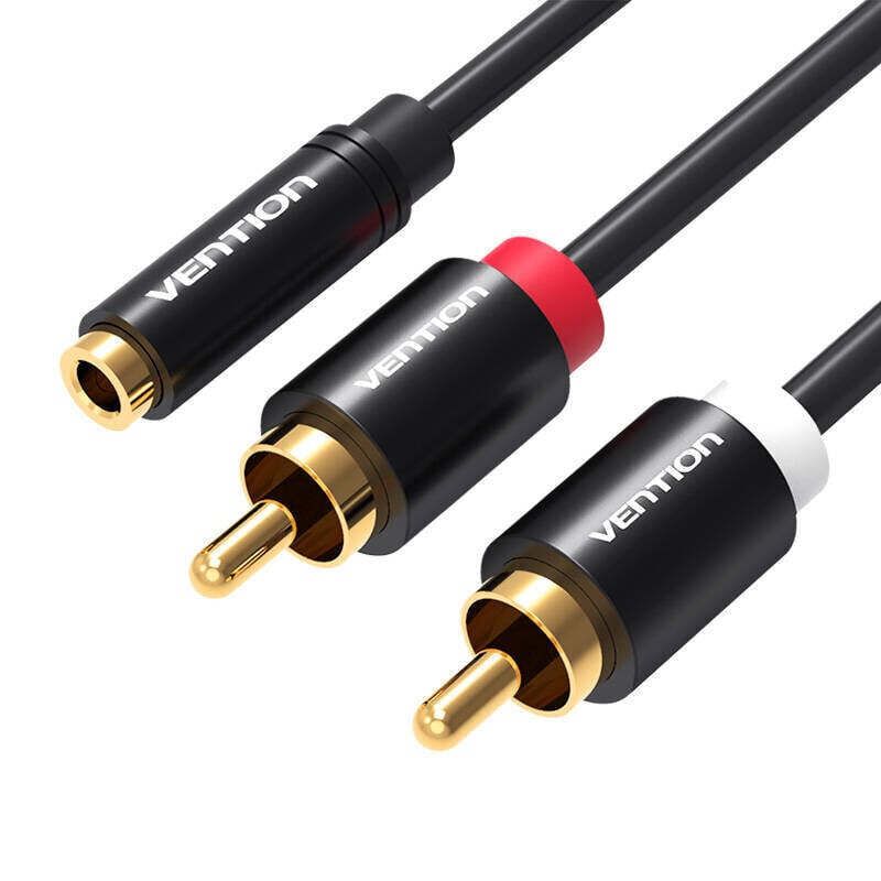 Vention VAB-R01-B100,3.5mm Female to 2x RCA Male, 1m hinta ja tiedot | Kaapelit ja adapterit | hobbyhall.fi