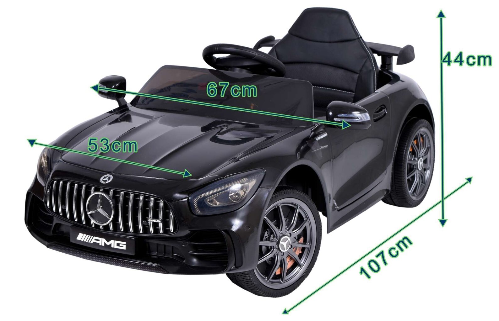 MERCEDES AMG GTR yksipaikkainen sähköauto lapsille, musta hinta ja tiedot | Lasten sähköautot | hobbyhall.fi