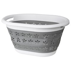 Soikea kokoontaitettava kulho 50 x 37 cm valkoinen-harmaa OVAL COMPACT 25L hinta ja tiedot | Kuivaustelineet ja tarvikkeet | hobbyhall.fi