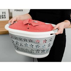 Soikea kokoontaitettava kulho 50 x 37 cm valkoinen-harmaa OVAL COMPACT 25L hinta ja tiedot | Kuivaustelineet ja tarvikkeet | hobbyhall.fi