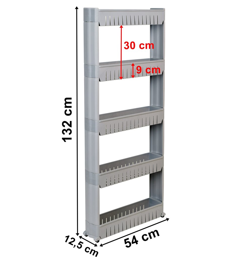 Kylpyhuonehyllyt pyörillä harmaa 5 tasoa Uwina hinta ja tiedot | Keittiön kaapit | hobbyhall.fi