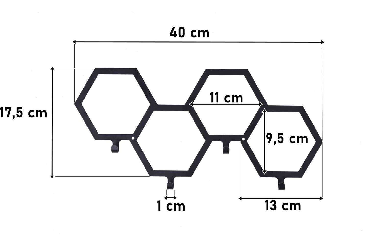 HEX avaimenperä 4 koukkua musta hinta ja tiedot | Naulakot | hobbyhall.fi