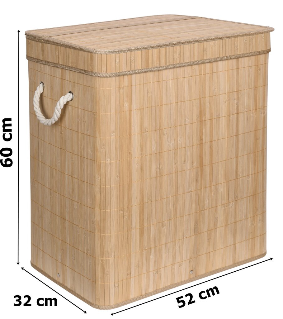 Bambu pyykkikori Soren 2 lokeroa luonnollinen hinta ja tiedot | Kylpyhuoneen sisustus | hobbyhall.fi