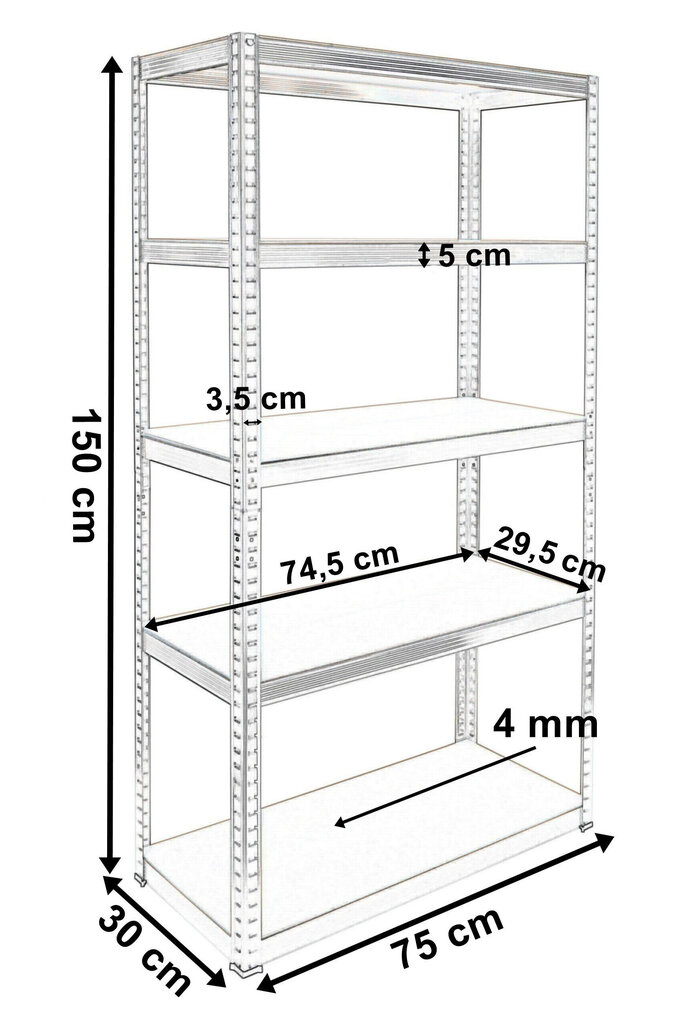 Säilytysteline 150x75x30 cm hinta ja tiedot | Hyllyt | hobbyhall.fi