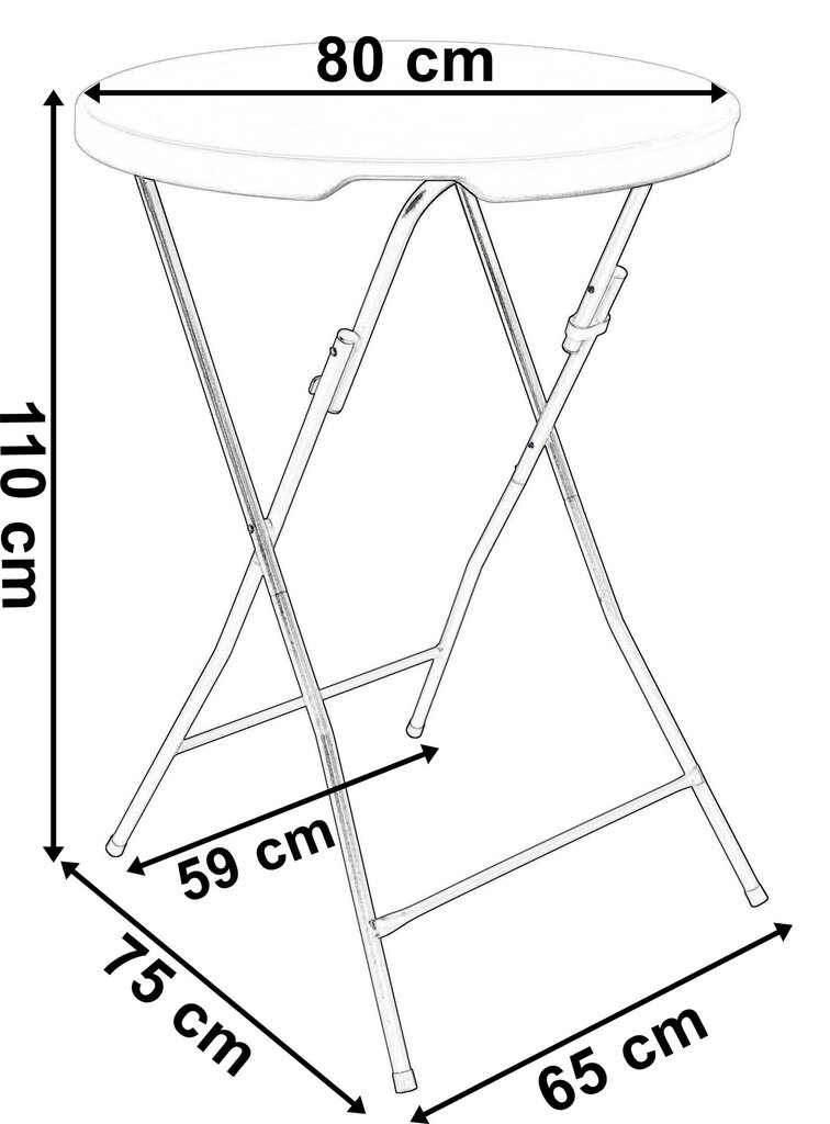 GALA kokoontaitettava catering-pöytä 80 cm, musta hinta ja tiedot | Puutarhapöydät | hobbyhall.fi