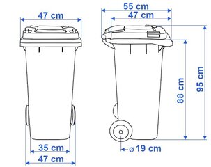 Jäteastia 120L sininen hinta ja tiedot | Roska-astiat | hobbyhall.fi