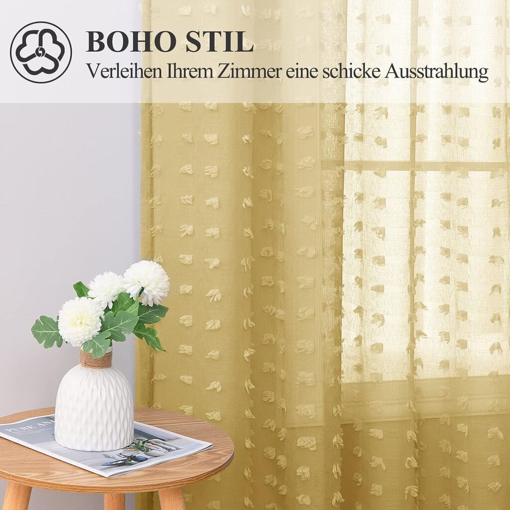 Läpinäkyvät verhot olohuoneeseen Joywell, 2 kpl, 260 x 140 cm, beige hinta ja tiedot | Verhot | hobbyhall.fi