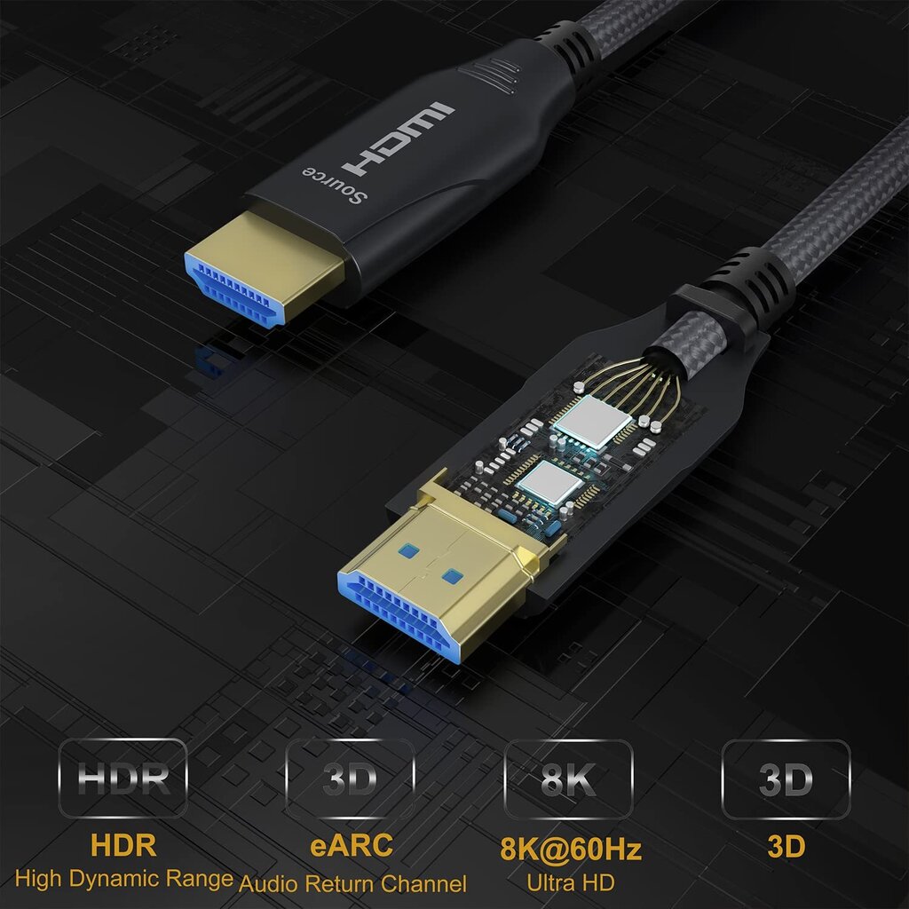 Nopea HDMI-kaapeli BOMENYA, 8K, 20M, 48Gbps, harmaa hinta ja tiedot | Kaapelit ja adapterit | hobbyhall.fi