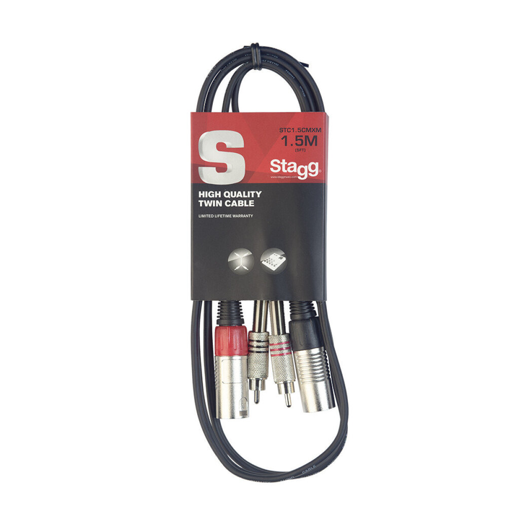 Stagg 2 x XLR/m - 2  x RCA 1.5m hinta ja tiedot | Kaapelit ja adapterit | hobbyhall.fi