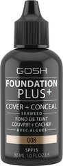 Meikkivoide Gosh Foundation Plus 30 ml, 008 Golden hinta ja tiedot | Meikkivoiteet ja puuterit | hobbyhall.fi