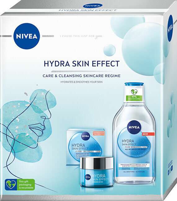 Kosteuttava kosmetiikkasetti Nivea Hydra Skin Effect: misellivesi, 400 ml + päivittäinen kasvogeeli, 50 ml. hinta ja tiedot | Kasvojen puhdistusaineet | hobbyhall.fi