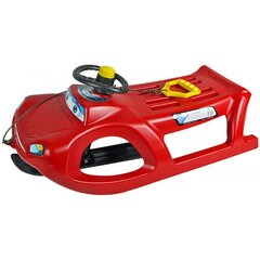 Muovinen rattikelkka, Car Drive Control, punainen Lightning McQueen hinta ja tiedot | Pulkat, liukurit ja kelkat | hobbyhall.fi