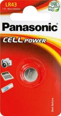 Panasonic akku LR43/1B hinta ja tiedot | Paristot | hobbyhall.fi