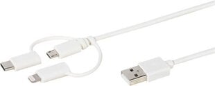 Vivanco-kaapeli microUSB/USB-C/Lightning 3in1 1m (38784) hinta ja tiedot | Kaapelit ja adapterit | hobbyhall.fi