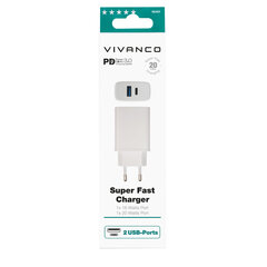 Vivanco laturi USB-A/USB-C PD3 20W, valkoinen (62401) hinta ja tiedot | Puhelimen laturit | hobbyhall.fi