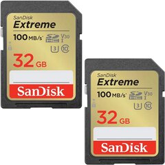 SanDisk muistikortti SDHC 32GB Extreme 2 kpl hinta ja tiedot | Kameran muistikortit | hobbyhall.fi