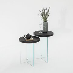 Sohvapöytäsetti, Asir, 35x51 cm, harmaa/läpinäkyvä hinta ja tiedot | Sohvapöydät | hobbyhall.fi