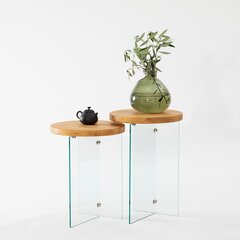Sohvapöytäsetti Asir, 35x51 cm, beige/läpinäkyvä hinta ja tiedot | Sohvapöydät | hobbyhall.fi