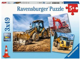 Ravensburger palapeli 3x49 Rakennusajoneuvot hinta ja tiedot | Palapelit | hobbyhall.fi