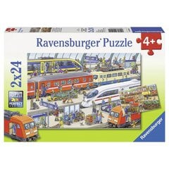 Ravensburger palapeli 2x24 kpl Rautatieasema hinta ja tiedot | Palapelit | hobbyhall.fi