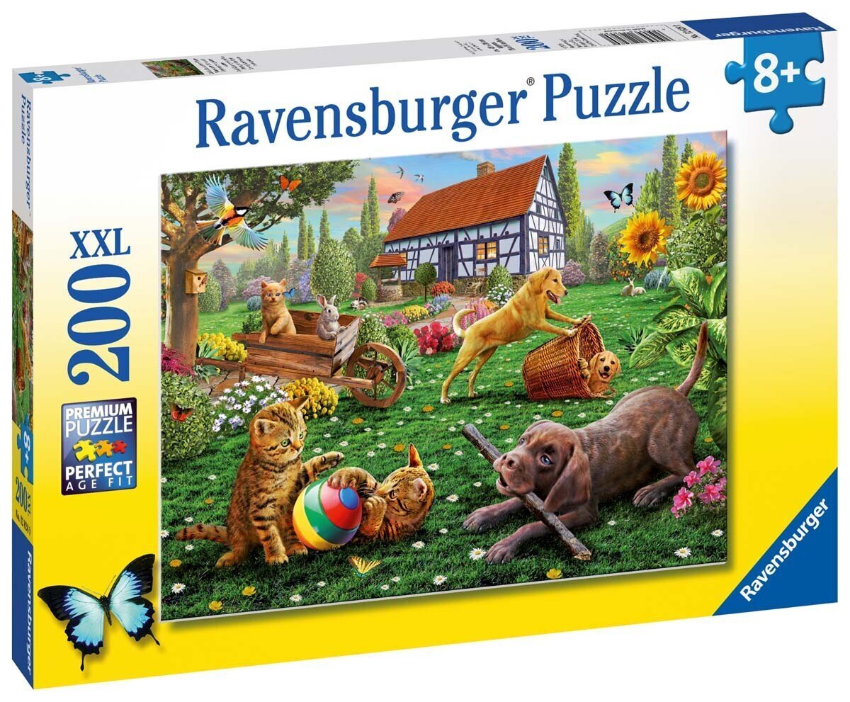 Ravensburger palapeli 200 kpl Kissat-koirat leikkivät hinta ja tiedot | Palapelit | hobbyhall.fi