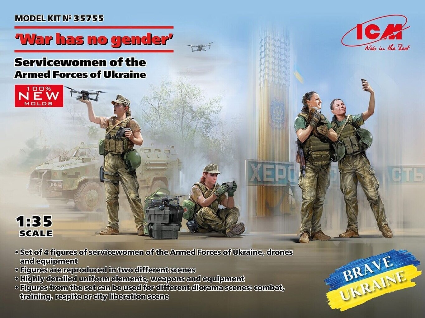 Liimattava malli ICM 35755 War has no gender Servicewomen of the Armed Forces of Ukraine 1/35 hinta ja tiedot | Koottavat pienoismallit | hobbyhall.fi