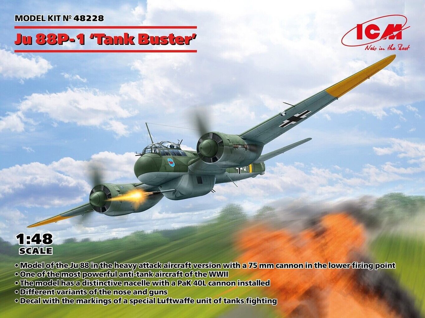 Liimattava malli ICM 48228 Ju 88P-1 Tank Buster 1/48 hinta ja tiedot | Koottavat pienoismallit | hobbyhall.fi