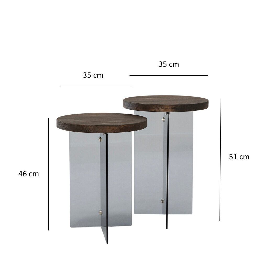 Sohvapöytäsetti, Asir, 35x51 cm, tummanruskea/tummanharmaa hinta ja tiedot | Sohvapöydät | hobbyhall.fi