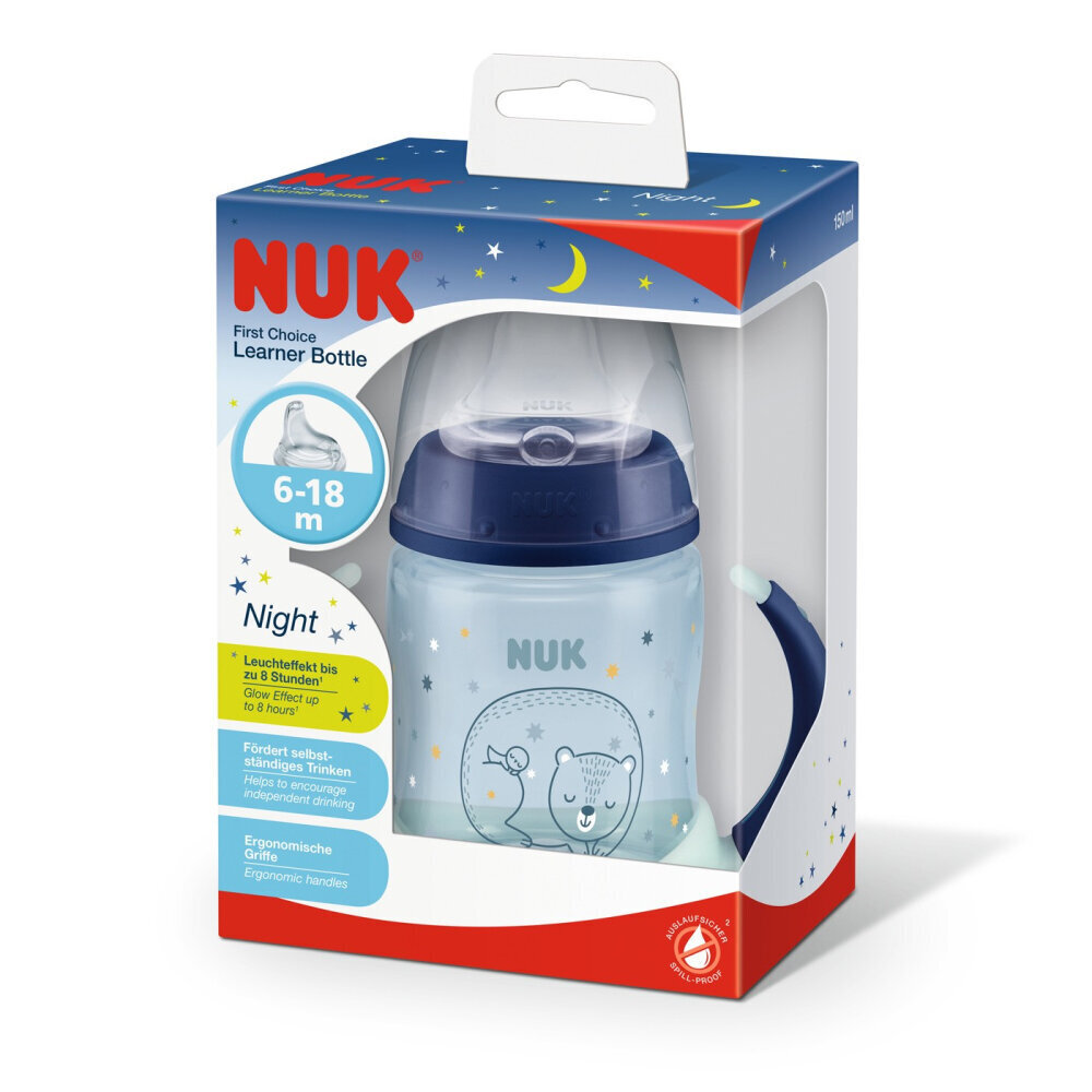 Pullo Nuk Night, 6 kuukautta+, 150 ml hinta ja tiedot | Tuttipullot ja tarvikkeet | hobbyhall.fi