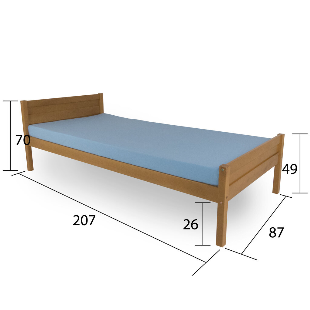 Täyspuinen sänky Elis 80x200 ruskea hinta ja tiedot | Sängyt | hobbyhall.fi