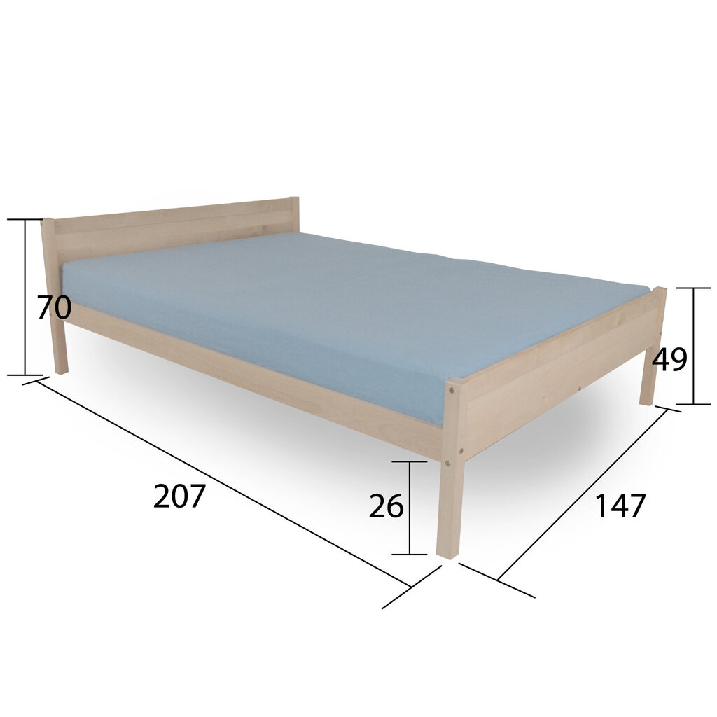 Täyspuinen sänky Elis 140x200 viimeistelemätön hinta ja tiedot | Sängyt | hobbyhall.fi