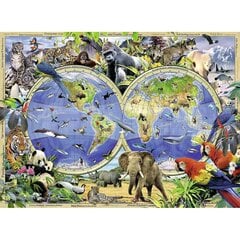 Ravensburger palapeli 300 kpl Maailman atlas eläimillä hinta ja tiedot | Palapelit | hobbyhall.fi