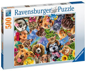 Ravensburger palapeli 500 kpl Animal selfie hinta ja tiedot | Palapelit | hobbyhall.fi