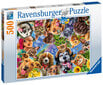 Ravensburger palapeli 500 kpl Animal selfie hinta ja tiedot | Palapelit | hobbyhall.fi