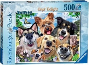 Ravensburger palapeli 500 kpl Happy selfie dogs hinta ja tiedot | Palapelit | hobbyhall.fi